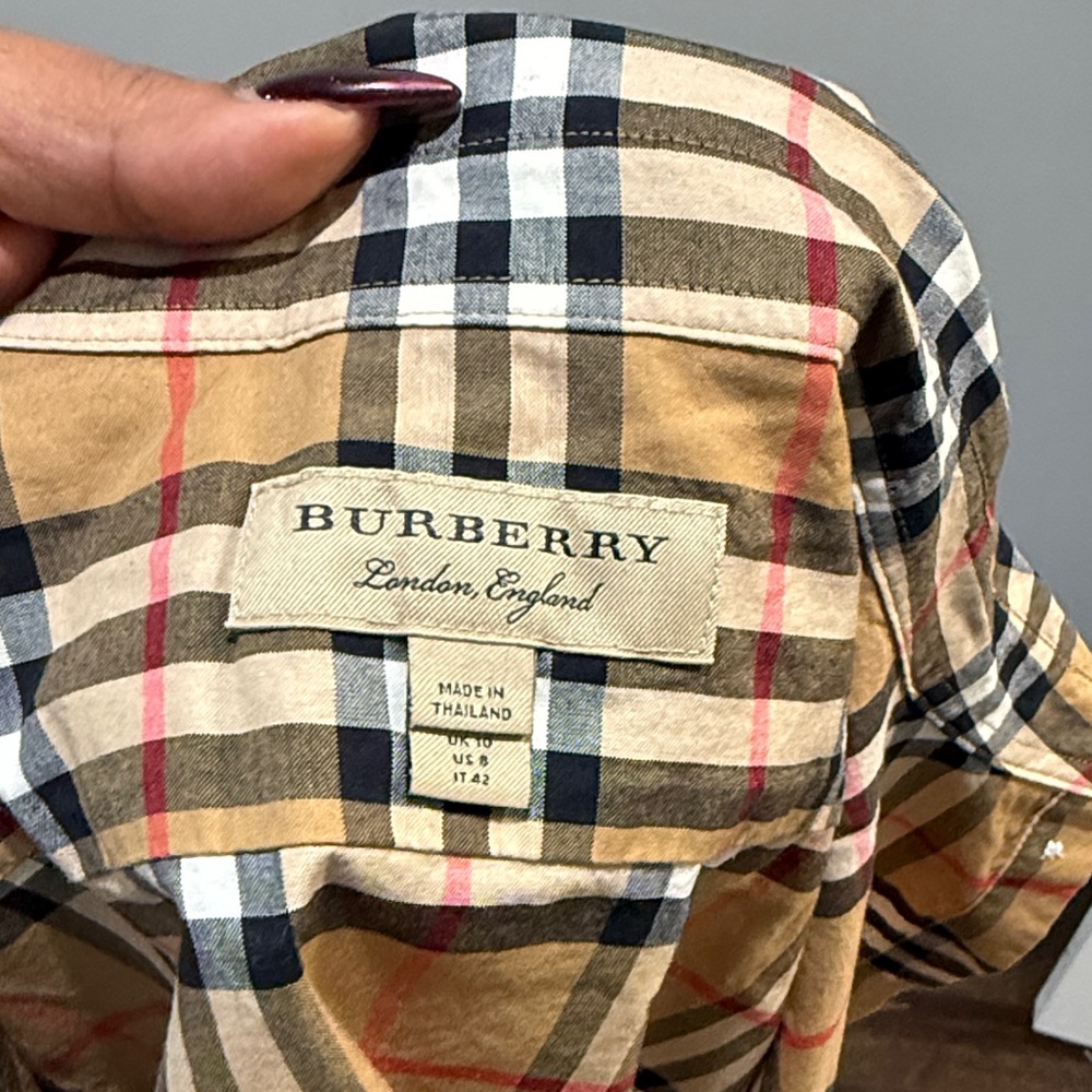 Authentic Burberry Beige and Black Plaid Shirt